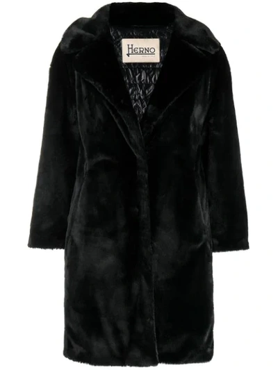 Herno Faux Fur Coat In Black