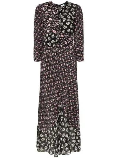 Rixo London Chelsea Floral Print Dress In Black Pastel