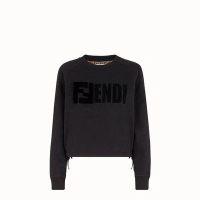 Fendi Ff Logo Embroidered Sweatshirt In Black