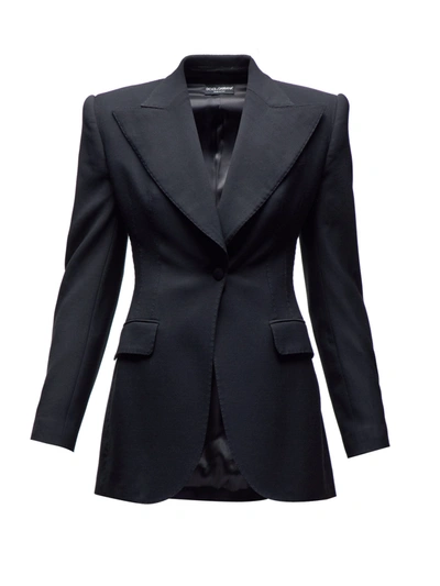 Dolce & Gabbana Tailored Single-breasted Wool-blend Blazer In Black