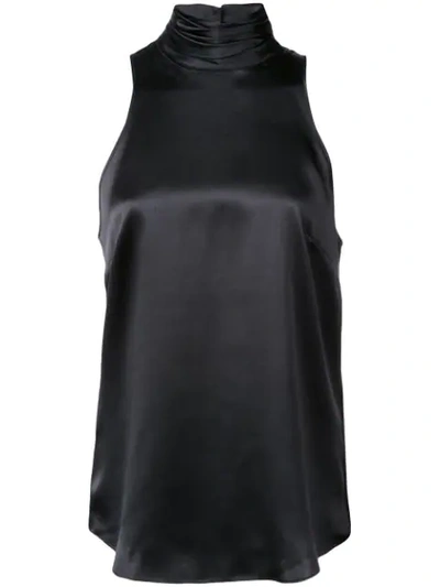 Cinq À Sept Jazlyn Silk Sleeveless Turtleneck Top In Black