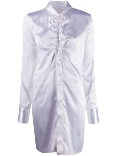 Bottega Veneta Ruffled-neckline Long-line Shirt In White