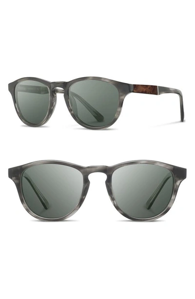 Shwood 'francis' 49mm Polarized Sunglasses In Matte Grey/ Elm/ G15p