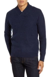 Schott Waffle Knit Thermal Wool Blend Pullover In Navy