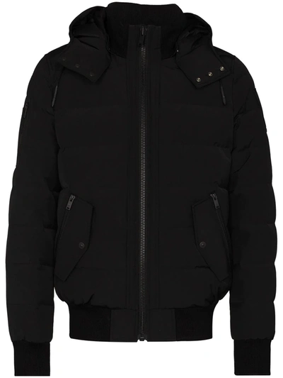 Moose Knuckles Rocher Padded Twill-down Hooded Jacket In Black