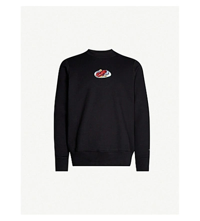 Casablanca Lobster Embroidered-patch Cotton-jersey Sweatshirt In Black