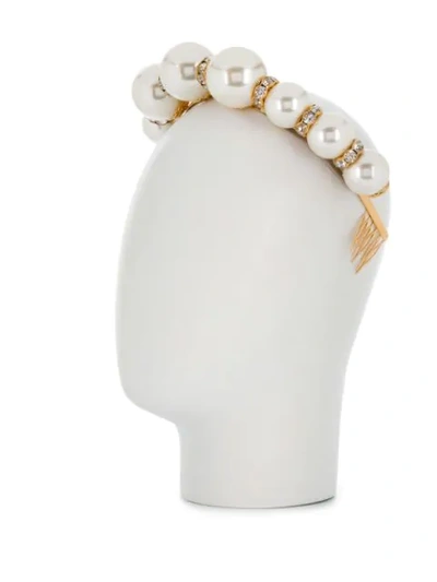 Dolce & Gabbana Faux Pearl And Crystal-embellished Headband In White