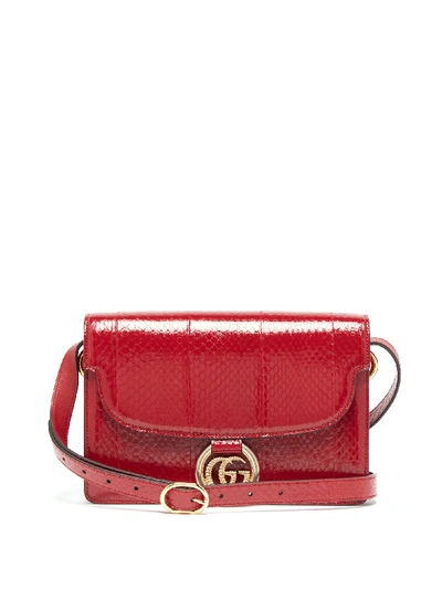 Gucci Gg-ring Elaphe Shoulder Bag In Red