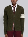 Thom Browne 4-bar Aran Cable Cardigan In Green