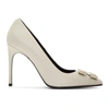 Off-white Arrow 100mm Leather Pumps In Ice Grey