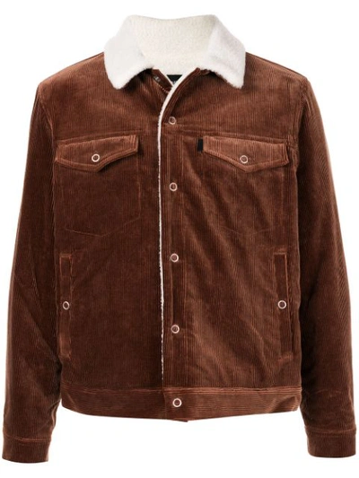 Undercover Ribbed Trucker Jacket In Brown