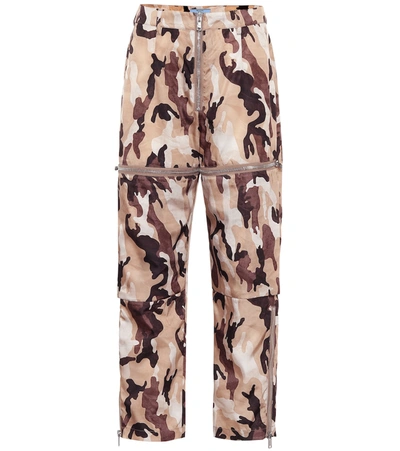 Prada High-rise Straight Camouflage Pants In Brown