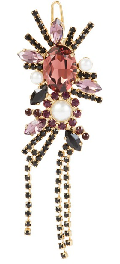 Erdem Crystal Bloom Hair Clip In Purple/burgundy