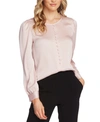 Vince Camuto Puff Shoulder Hammered Satin Blouse In Soft Pink