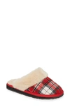 Minnetonka Scuff Slipper In Red Plaid