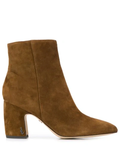 Sam Edelman Hilty High Heels Ankle Boots In Brown Suede