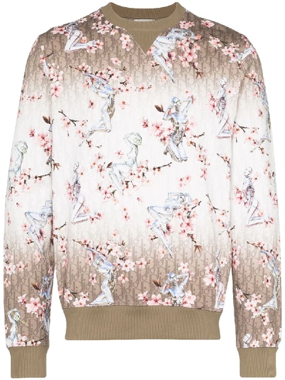 Dior X Hajime Sorayama Robot Blossom Print Sweatshirt In Neutrals | ModeSens