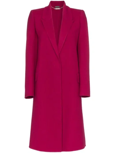 Alexander Mcqueen Peak-lapels Single-breasted Wool-cashmere Classic Coat In Deep Orchid