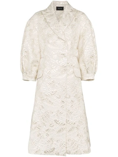 Simone Rocha Leaf Embroidered Cotton Coat In Metallic