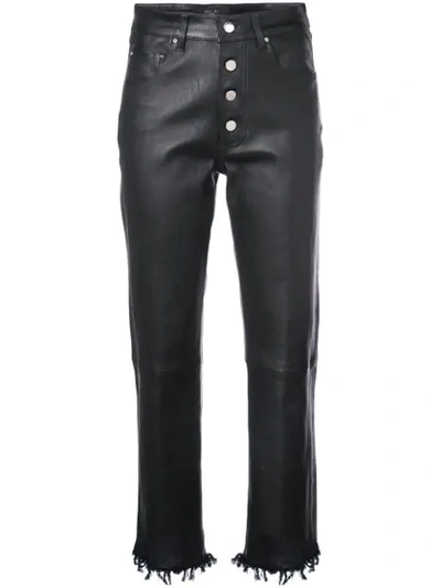 Amiri Fringed Leather Straight-leg Trousers In Black