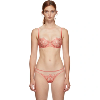 Id Sarrieri I.d. Sarrieri Pink Embroidered Tulle Bra In Corail