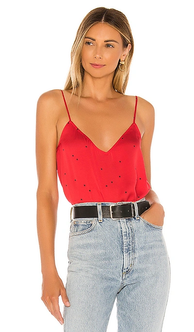 Equipment Layla Printed V-neck Cami In Tomato & True Black