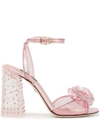 Dolce & Gabbana Keira Flower And Crystal Embellished Sandals In Pink