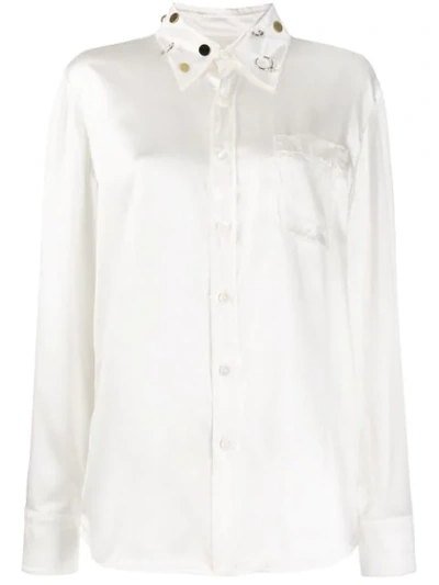 Marni Embellished-collar Long-sleeve Shirt In White