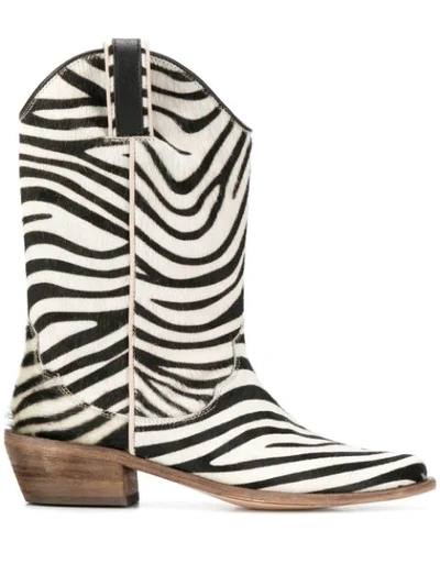 P.a.r.o.s.h Pull-on Zebra Ankle Boots In 801 Fantasia Bianco