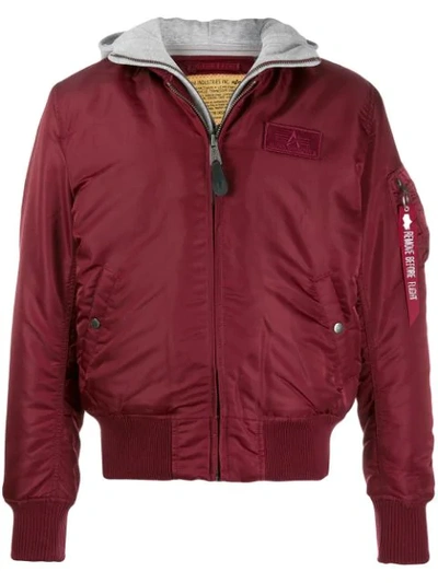 Alpha Industries Hooded Bomber Jacket In Red | ModeSens