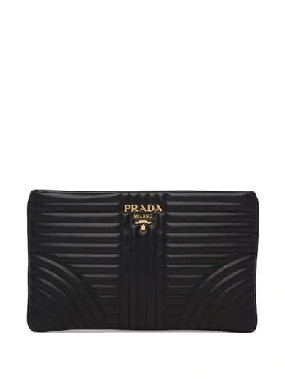 Prada Quilted Leather Clutch In Black