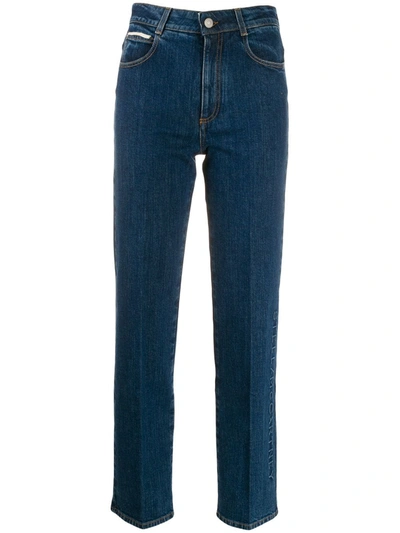 Stella Mccartney Blue Women's Embossed Logo Straight Leg Jeans