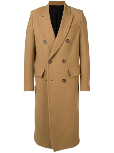 Ami Alexandre Mattiussi Patched Pockets Double-breasted Long Lined Coat In Neutrals