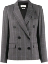 Isabel Marant Étoile Double-breasted Plaid Blazer In Grey
