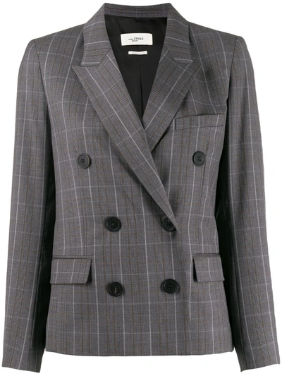 Isabel Marant Étoile Double-breasted Plaid Blazer In Grey