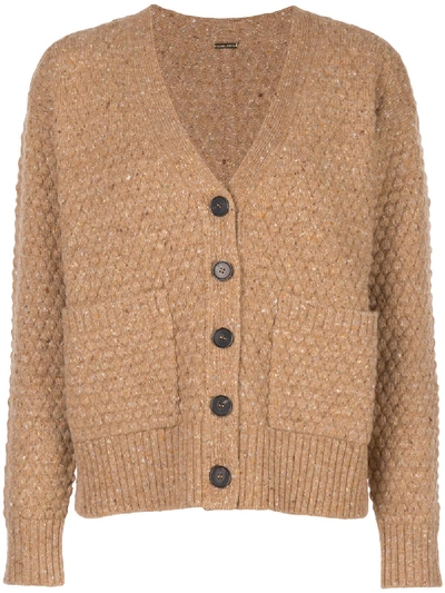Adam Lippes Texture Knit Cardigan In Brown