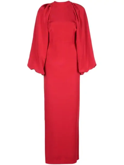 Adam Lippes Wide-sleeve Fitted Dress In Red