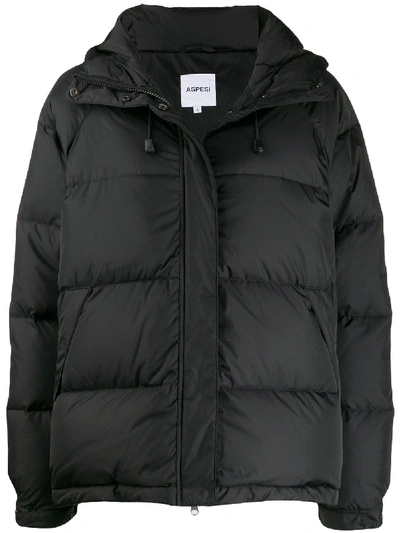 Aspesi Padded Hooded Jacket In Black