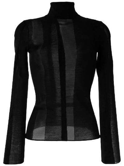 Ports 1961 Ribbed Roll Neck Top In Black