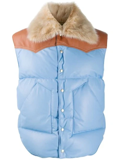 Loewe Fur Collar Gilet In Blue