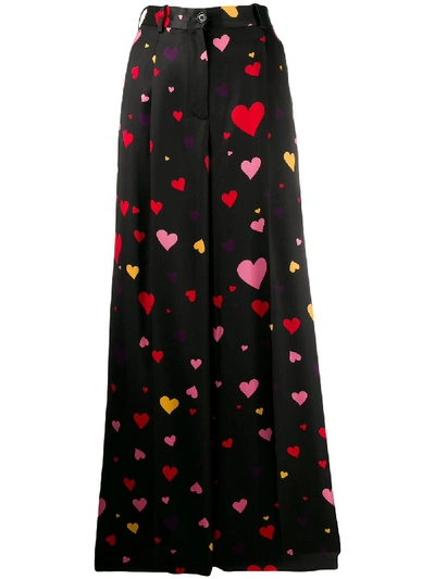 Racil Heart-print Wide-leg Trousers In Black