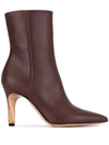Maison Margiela Embossed Ankle Boots In Maroon