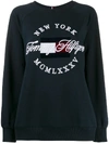 Tommy Hilfiger Embroidered Logo Sweater In Blue