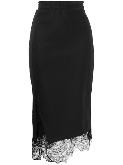 Ermanno Scervino Lace Trim Pencil Skirt In Black