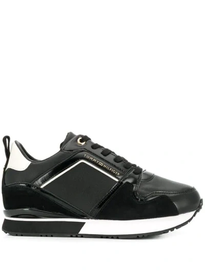 Tommy Hilfiger Leather Lace-up Sneakers In Black