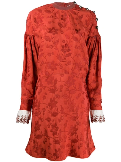 Chloé Buttoned Jacquard Dress In Orange