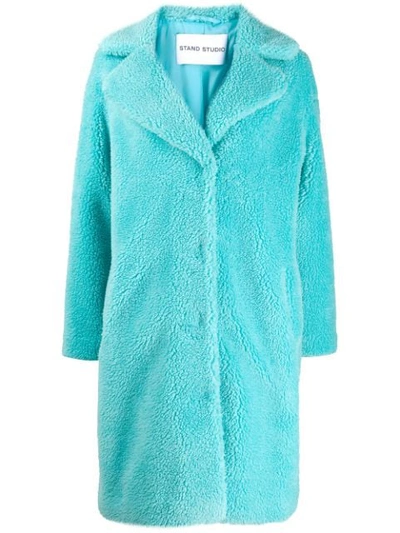 Stand Studio Faux-shearling Coat In Blue