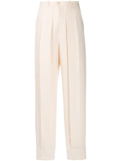 Gucci Pleated Wool Trousers In Neutrals