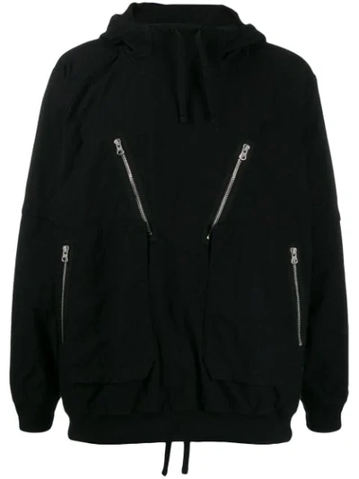 Stone Island Shadow Project Hooded Zip-detailed Jacket In Black