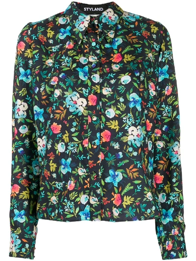 Styland Floral Print Shirt In Blue